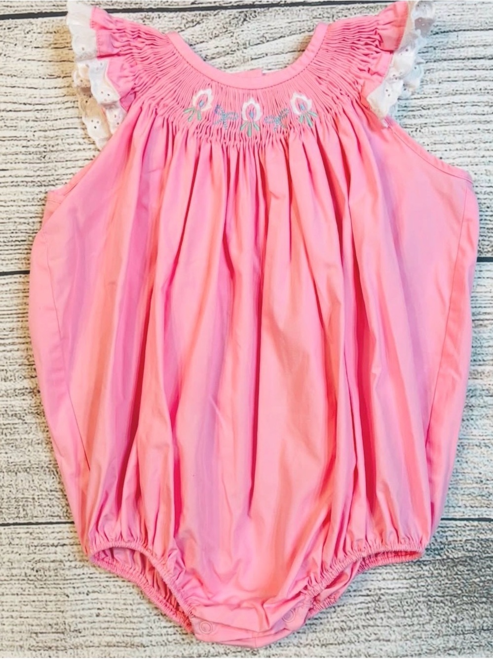 The Beaufort Bonnet Company Pink Smocked Bubble Romper